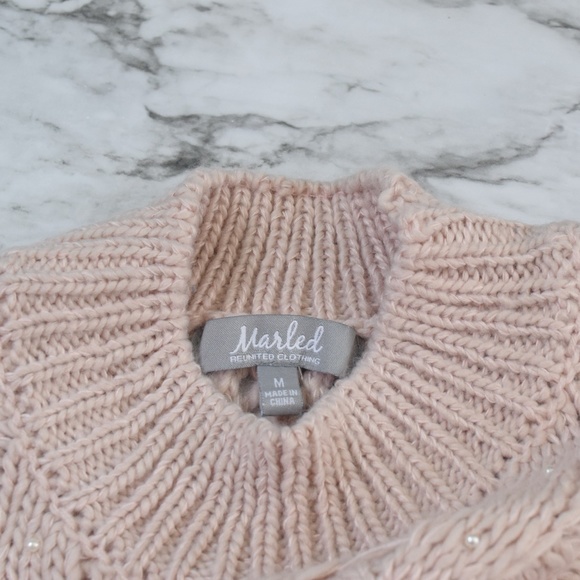 Marled by Reunited Chunky Knit Blush and Pearl Sweater - Picture 3 of 8